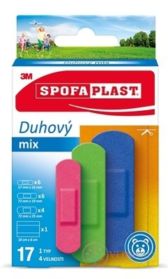 3M Spofaplast č.606 Náplasti Duhový mix 1 typ, 4 velikosti, 1x17 ks