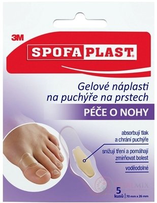 3M SPOFAPLAST č.911N Gelové náplasti na puchýře na prstech, malé, 70x26 mm, 1x5 ks