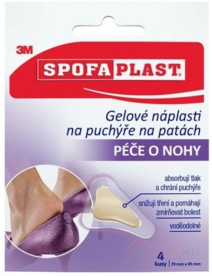 3M SPOFAPLAST č.912N Gelové náplasti na puchýře na patách, 70x45 mm, 1x4 ks