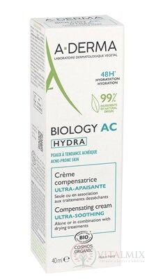 A-DERMA BIOLOGY AC HYDRA Kompenzační krém hydratační, proti nedokonalostem pleti 1x40 ml