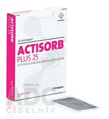 ACTISORB PLUS 25 obvaz s aktivním uhlím a stříbrem (6,5 x 9,5 cm) 1x10 ks