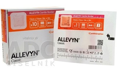 ALLEVYN Gentle Border Krytí na rány 7,5x7,5 cm, adhezivní pěnové krytí se silikonovým gelem 1x10 ks