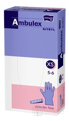 Ambulex NITRYL Vyšetřovací a ochranné rukavice vel. L XS, fialové, nitrilové, nesterilní, nepudrované, 1x100 ks