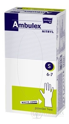 Ambulex rukavice NITRYLOVÉ vel. S, bílé, nesterilní, nepudrované, 1x100 ks