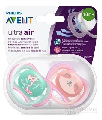 AVENT DUDLÍK 18+M Ultra air Žirafa, dívka na utišování, silikon 1x2 ks