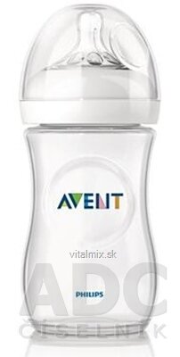 AVENT LÁHEV Natural PP 260 ml průhledná dudlík 2 otvory, pomalý průtok, 1x1 set