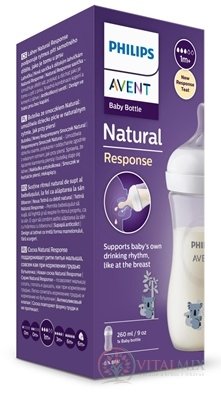 AVENT LÁHVE Natural Response 260 ml koala, dudlík pro podporu rytmu pití (1m+) 1x1 ks