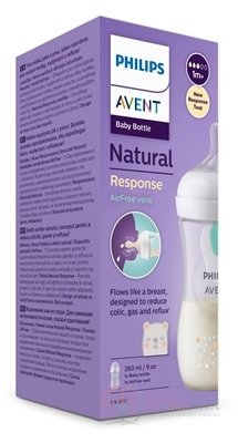 AVENT LÁHVE Natural Response 260 ml medvěd, dudlík s ventilem AirFree (1m+) 1x1 ks