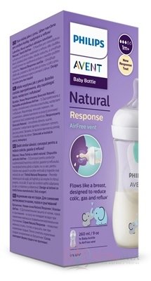 AVENT LÁHVE Natural Response 260 ml slon, dudlík s ventilem AirFree (1m+) 1x1 ks