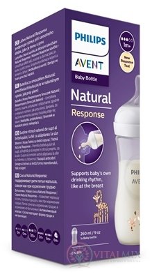 AVENT LÁHVE Natural Response 260 ml žirafa, dudlík pro podporu rytmu pití (1m+) 1x1 ks