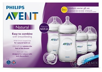 AVENT novorozenecká startovní sada Natural 0m + (4 ks PP láhve s dudlíky ultra soft + dudlík + kartáč) 1x1 set