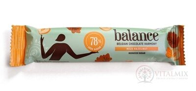 BALANCE MLÉČNÁ ČOKOLÁDA S LÍSKOVÝMI OŘÍŠKY belgická, se sladidlem ze stévie 1x35 g