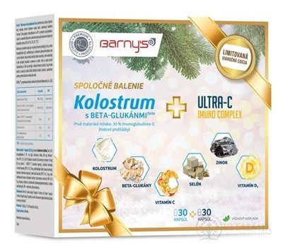 Barny&#39;s KOLOSTRUM s beta-glukany + ULTRA-C IMUNO cps (Vánoce) 2x30 (60 ks)
