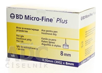 BD MICRO FINE PEN NEEDLE 30G - jehly do aplikátorů inzulínu (0,30 x 8 mm) 1x100 ks