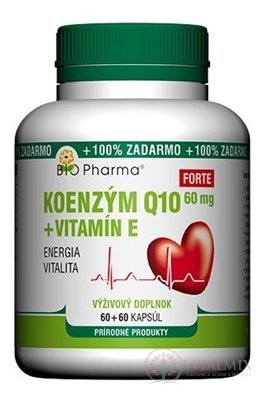 BIO Pharma Koenzym Q10 60mg + vit.E Forte cps 60 + 60 (100% ZDARMA) (120 ks)