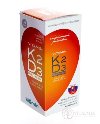 BIOMIN VITAMIN K2 D3 PREMIUM 2000 IU cps (inov.2018) 1x30 ks