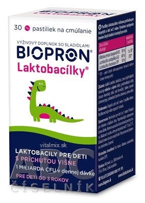 BIOPRON Laktobacílky pastilky na cucání pro děti, s příchutí višně, 1x30 ks