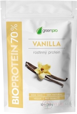 Bioproteiny 70% GreenPro VANILLA prášek na přípravu nápoje 1x300 g