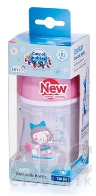 Canpol Babies EasyStart Láhev Toys 120 ml plast, antikoliková, silikonový dudlík 0m +, 1x1 set