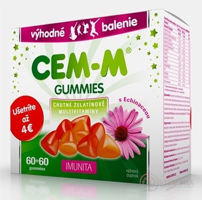 CEM-M Gummi IMUNITA Dárková edice želatinové multivitaminy s Echinaceou (výhodné balení - sleva 4 €) 2x60 (120 ks)