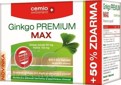 Cemio Ginkgo PREMIUM MAX 60 mg tbl 60 + 30 (90 ks)