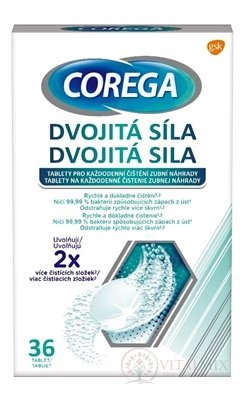 COREGA Dvojitá síla čisticí tablety 1x36 ks