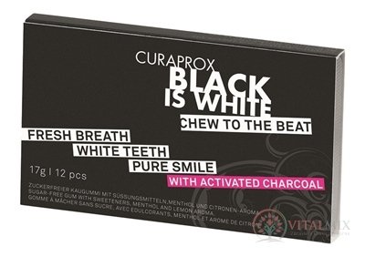 CURAPROX Black Is White žvýkačky 1x12 ks