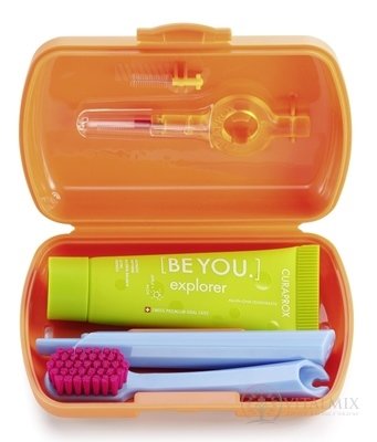 CURAPROX Travel set oranžový (1x zubní kartáček, 2x mezizubní kartáček CPS, 1x zubní pasta 10 ml) 1x1 set