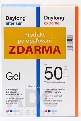 Daylong extreme SPF 50+ + After sun Gel ZDARMA locio 200 ml + gel 200 ml, 1x1 set