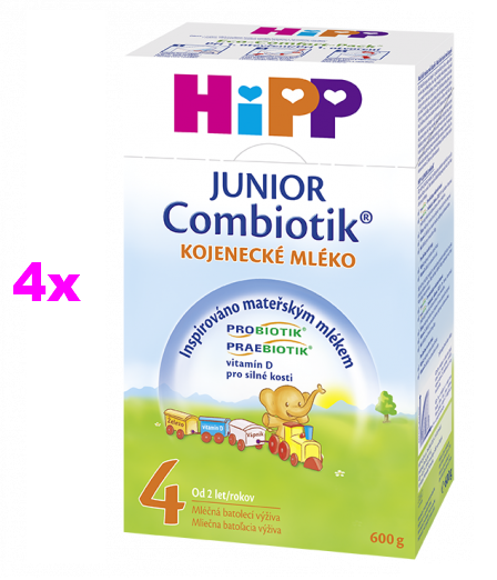 HiPP 4 JUNIOR Combiotik (4-Balení) mléčná batolecí výživa (od 2. roku) 4x600 g (2400 g)