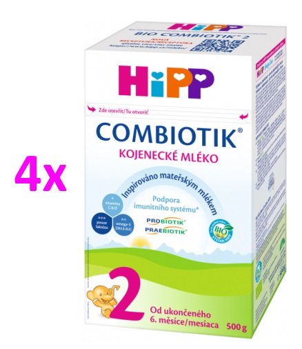 HiPP 2 BIO Combiotik (4-Balení) pokračovací mléčná výživa (od ukončeného 6. měsíce) 4x500 g (2000 g)
