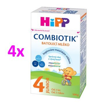 HiPP 4 JUNIOR Combiotik (4-Balení) mléčná batolecí výživa (od 2 let) 4x500 g (2000 g)