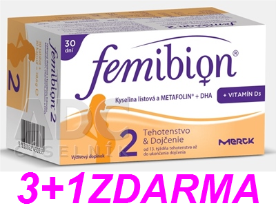 Femibion 2 400 Kyselina listová a METAFOLIN®+DHA+vit.D3 30tbl+30cps  AKCE 3+1 ZDARMA 