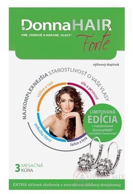 Donna HAIR Forte 3 měsíční kúra cps 90 ks + náušnice SWAROVSKI, 1x1 set