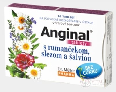 Dr. Müller angíny s heřmánkem, slézem a šalvějí tbl (při bolesti v krku) 1x16 ks