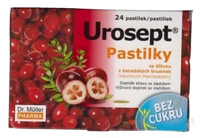 Dr. Müller Urosept Pastilky bez cukru pas (se šťávou z brusinek) 1x24 ks