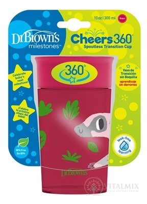 Dr.BROWN&#39;S HRNEK CHEERS JUNGLE 300 ml 9M +, červený, 360 °, bez držadel 1x1 ks