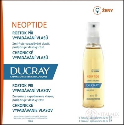 DUCRAY NEOPTIDE FEMMES LOTION Antichute roztok při vypadávání vlasů u žen 3x30 ml