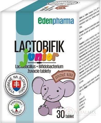 EDENPharma LACTOBIFIK junior žvýkací tablety, příchuť kola 1x30 ks