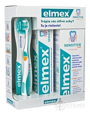 ELMEX SENSITIVE PLUS SYSTÉM NA CITLIVÉ zubních krčků zubní kartáček 1ks + zubní pasta 75 ml + ústní voda 400 ml, 1x1 set