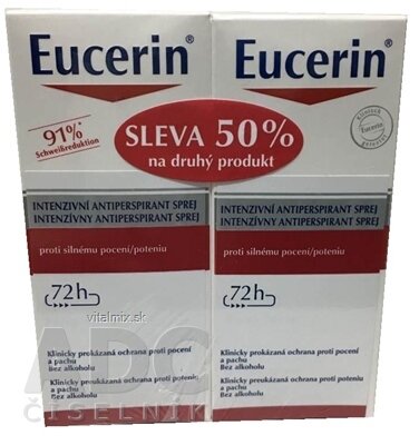 Eucerin Deo Intenzivní antiperspirant sprej 2x30 ml (-50% na druhý produkt, akce), 1x1 set