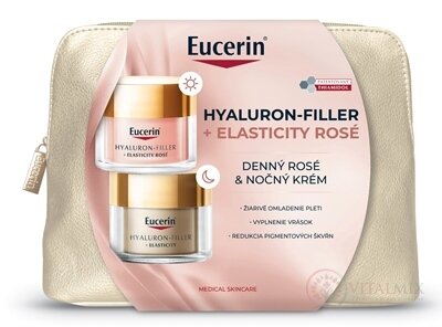 Eucerin Kazeta HYALURON-FILLER+ELASTICITY ROSÉ denní rosé SPF30 krém 50 ml + noční krém 50 ml (akce 2024) 1x1 set