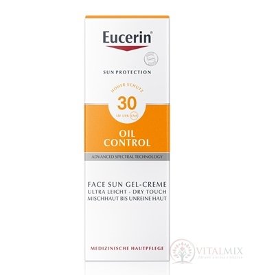 Eucerin SUN OIL CONTROL SPF 30 ochranný krémový gel na opalování na obličej 1x50 ml