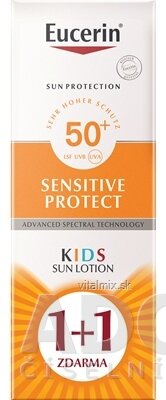 Eucerin SUN SENSITIVE PROTECT SPF50 + dětské mléko na opalování 2x150 ml (1 + 1 zdarma), 1x1 set