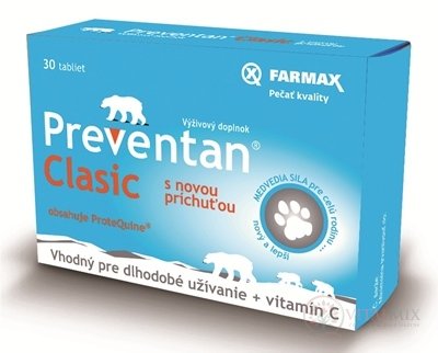 Farmax Preventan Clasic s novou příchutí + vit. C tbl 1x30 ks