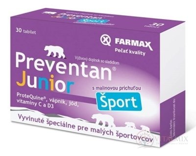 Farmax Preventan Junior Sport tbl s malinovou příchutí 1x30 ks