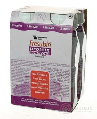 Fresubin Protein energy DRINK EasyBottle, příchuť lesní jahoda, 4x200 ml (800 ml)