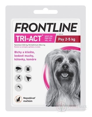 FRONTLINE TRI-ACT Spot-On pro psy XS sol (na kůži, psy 2-5 kg) 1x0,5 ml