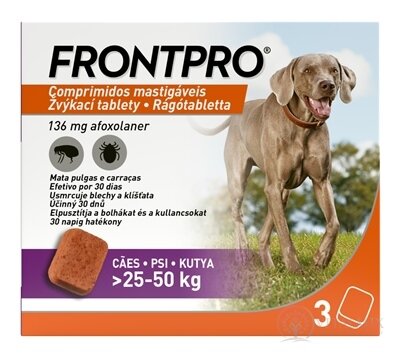 FRONTPRO 136 mg žvýkací tablety pro psy (25 - 50 kg) 1x3 ks