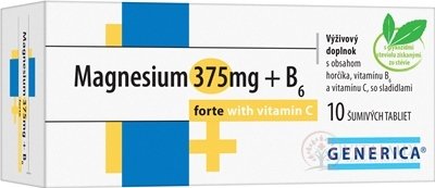 GENERICA Magnesium 375 mg + B6 forte s vitamínem C tbl eff 1x10 ks